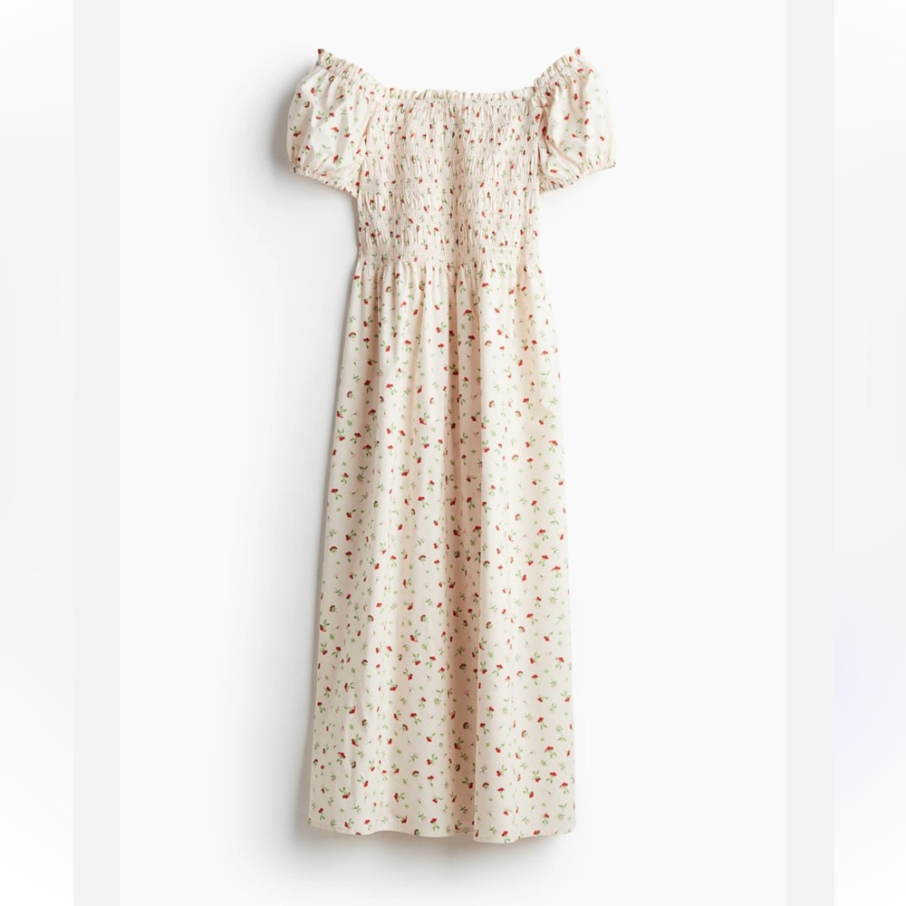 NWT H&M Off The Shoulder Shirred Maxi Dress